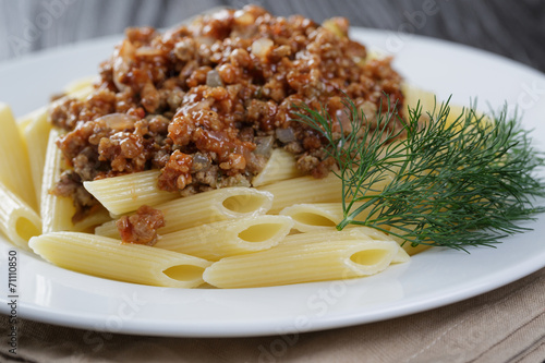 pasta nautically on wood table photo