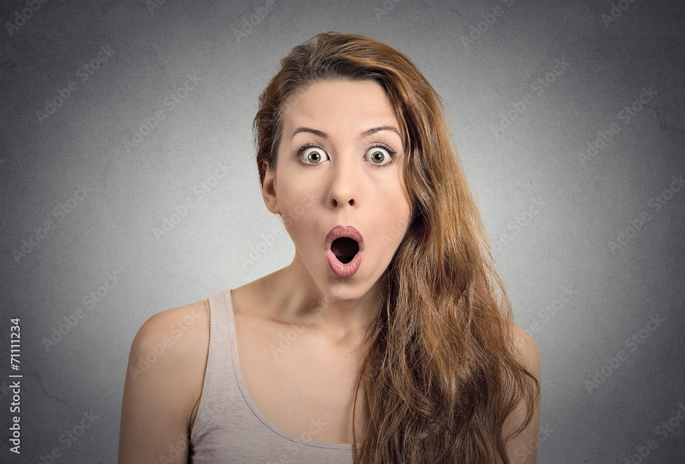 Surprise astonished woman with wide open eyes and mouth Surprise astonished woman with wide open eyes and mouth