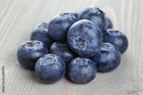 blueberries on wood table
