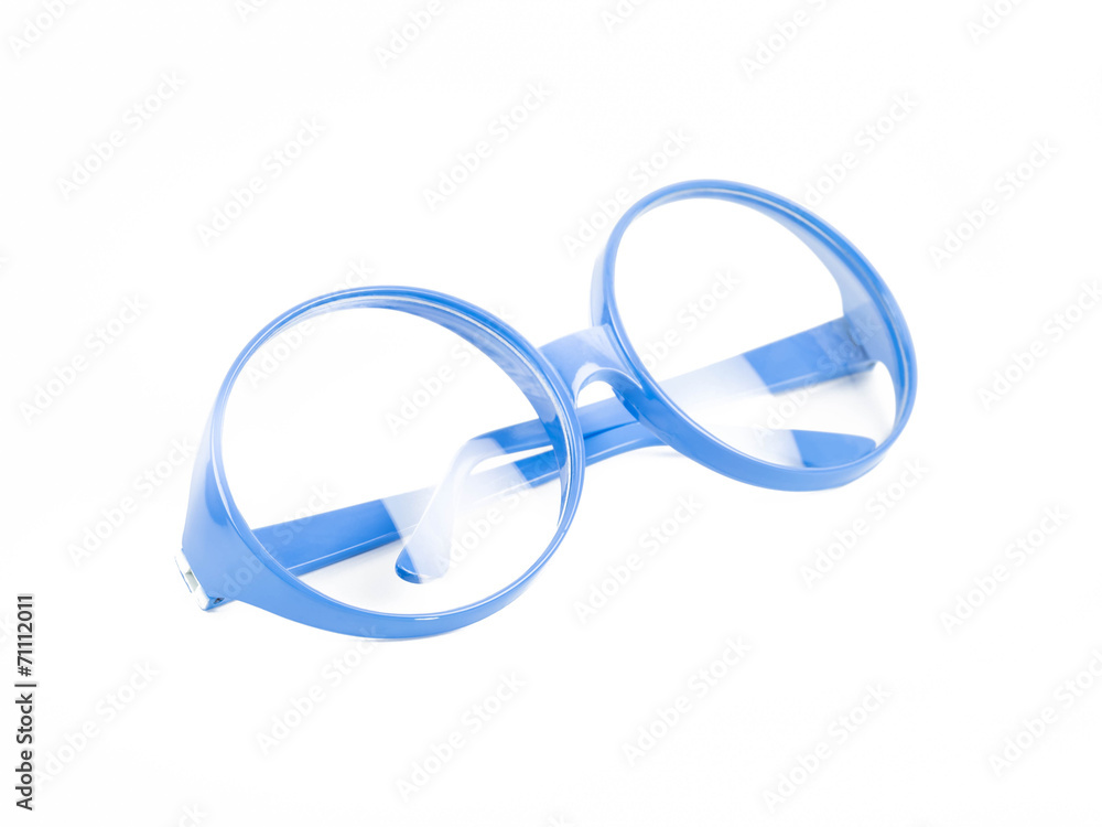 Fototapeta premium Blue retro glasses on white background