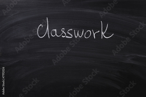 classwork word on blackboard