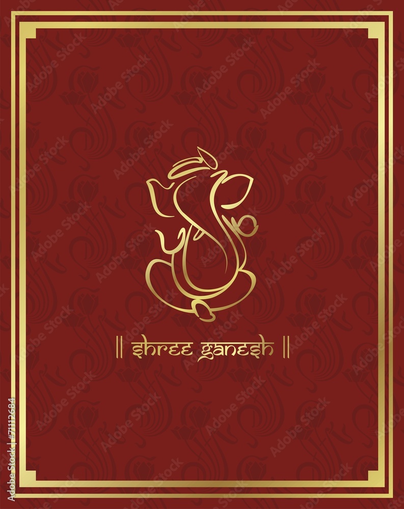 Fototapeta premium Ganesha, wedding card, royal Rajasthan, India