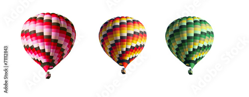 Three multi-colored balloons on a white background