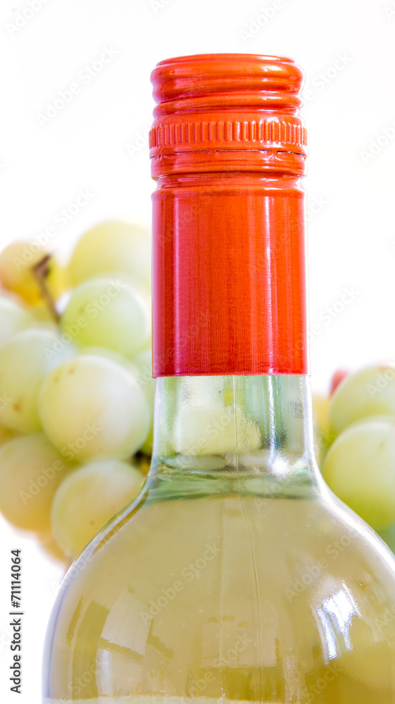 Bottle of white wine with grapes Bottle of white wine with grapes