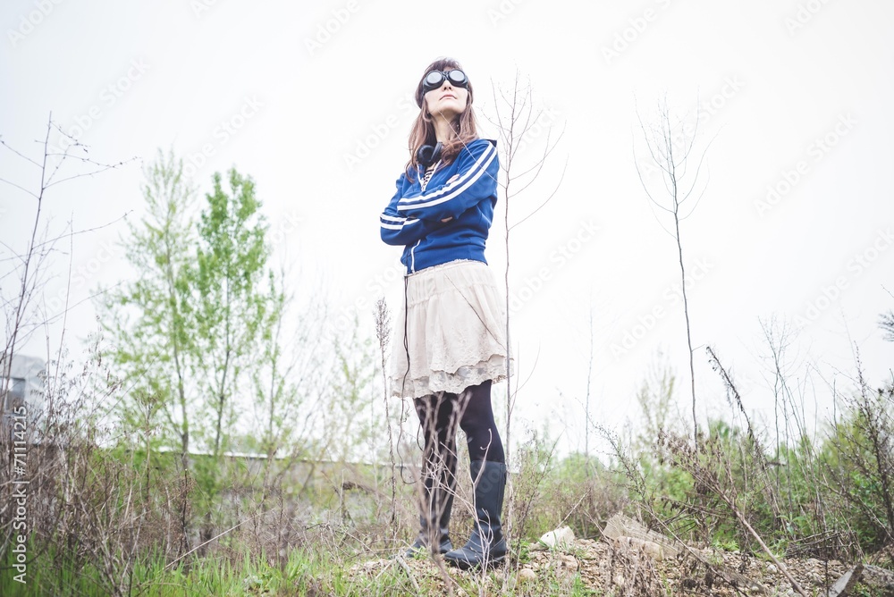 beautiful woman in a desolate landscape beautiful woman in a desolate landscape