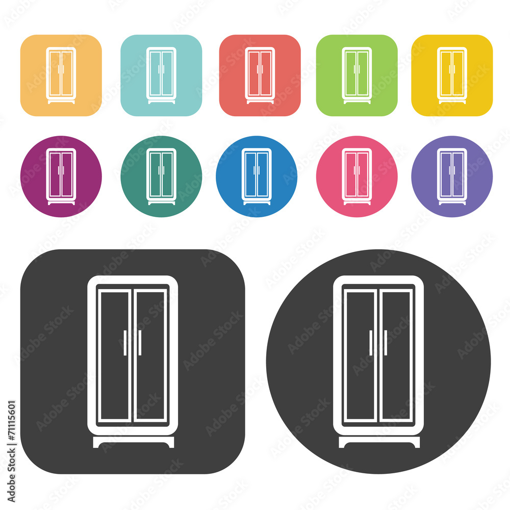 Fototapeta premium Cabinet Icon. Furniture Icons Set. Round And Rectangle Colourful