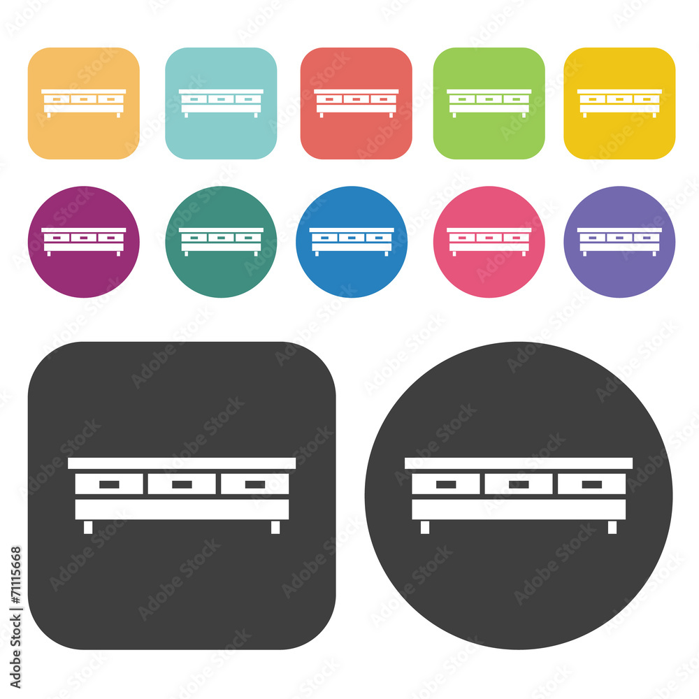 Coffee Table Icon. Furniture Icons Set. Round And Rectangle Colo Coffee Table Icon. Furniture Icons Set. Round And Rectangle Colo