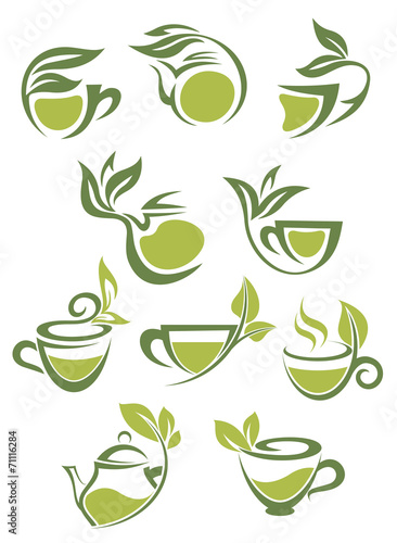 Green or herbal tea icons