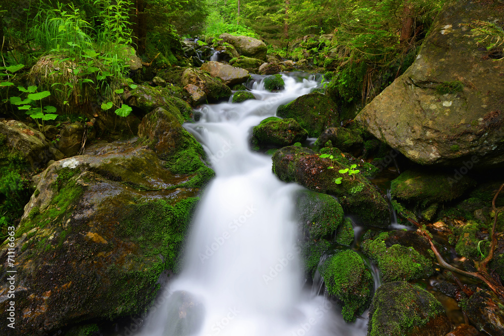 Waterfall in the national park Sumava-Czech Republic