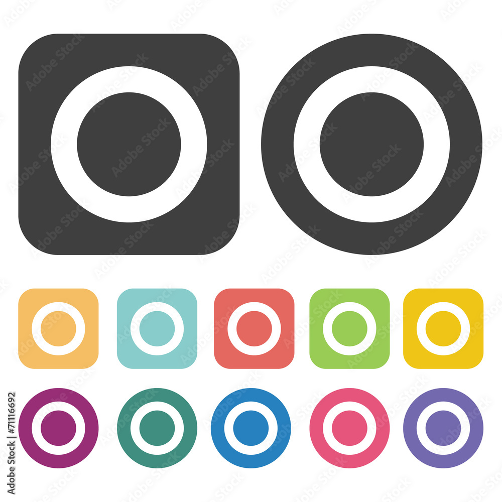 Circle outline icon. Mouse cusor sign icons set. Round and recta Circle outline icon. Mouse cusor sign icons set. Round and recta