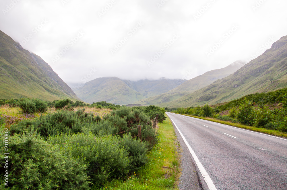 lonely road in the scottish highlands lonely road in the scottish highlands