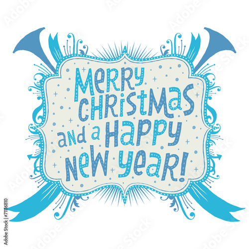 Merry Christmas and Happy New Year Greeting card