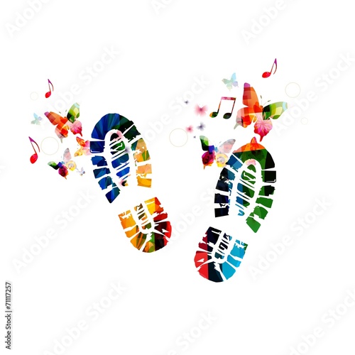 Shoe footprint design with butterflies