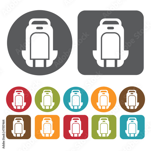 Travelling Backpack Icon. Recreation Icons Set. Round And Rectan