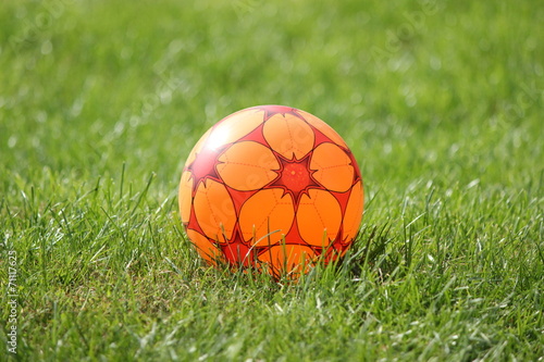Ball on green field