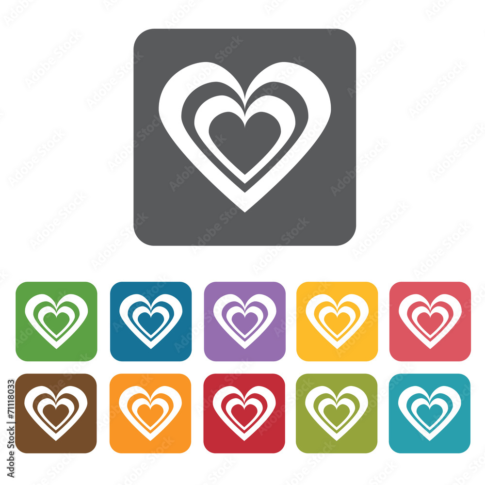 Heart Inside A Heart Icon. Hearts Icons Set. Rectangle Colourful Heart Inside A Heart Icon. Hearts Icons Set. Rectangle Colourful
