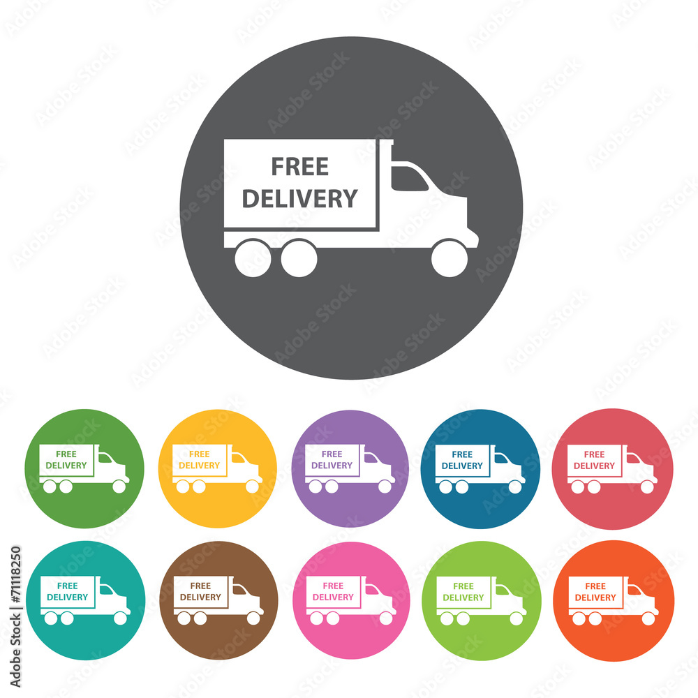 Free Delivery Truck Icon. Shipping And Logistics Icons Set. Roun Free Delivery Truck Icon. Shipping And Logistics Icons Set. Roun
