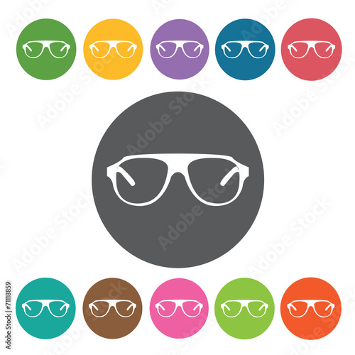 Aviator Sunglasses Icon. Sunglasses Icons Set. Round Colourful 1