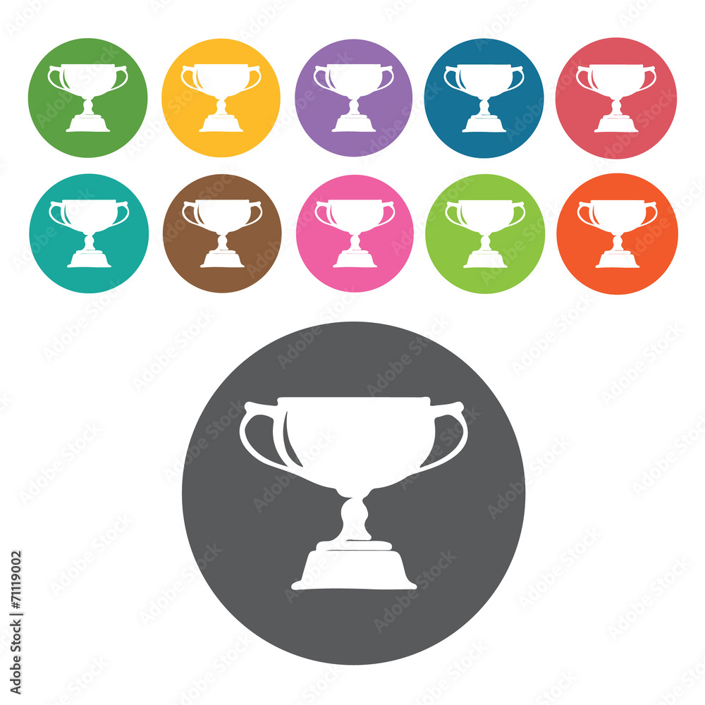Trophy Cup Icon. Trophy And Awards Icons Set. Round Colourful 12 Trophy Cup Icon. Trophy And Awards Icons Set. Round Colourful 12