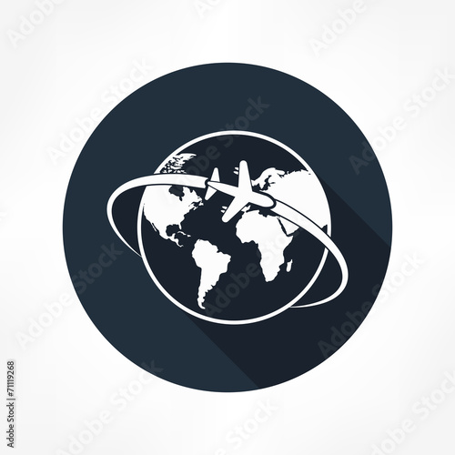 plane around the world icon