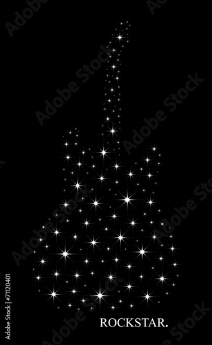 Bright stars in a shape of rock guitar