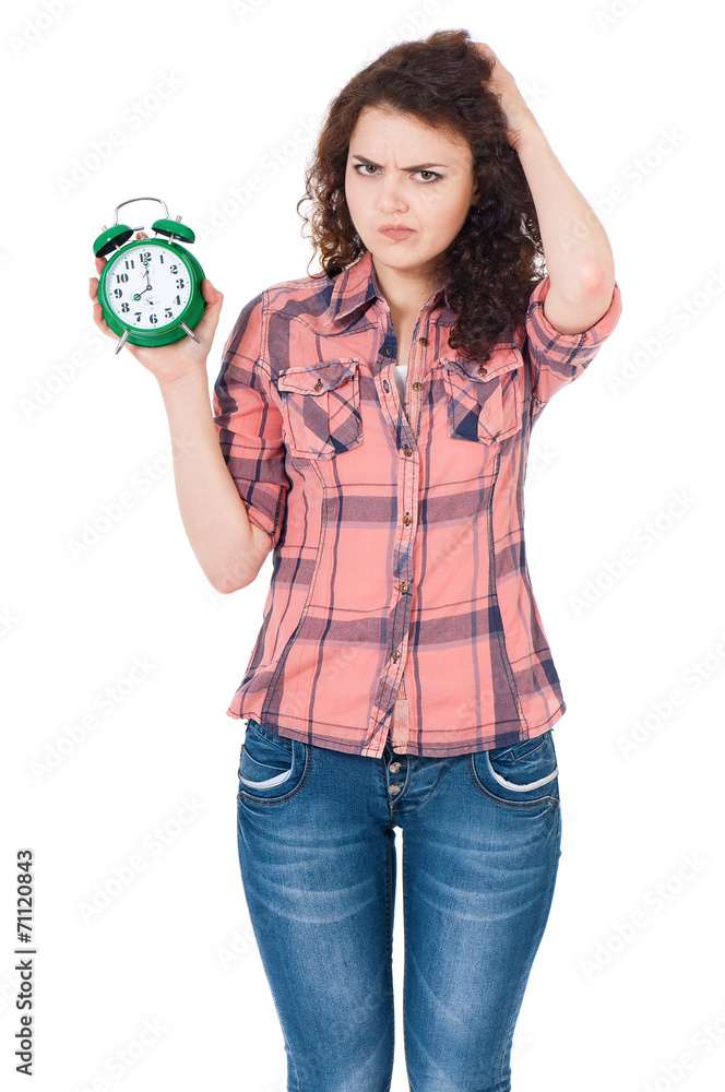 Girl with alarm clock