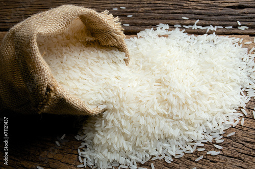 rice in burlap sack