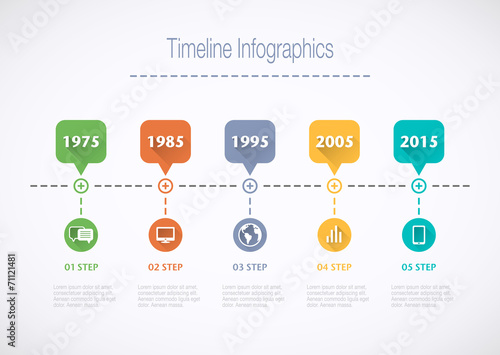 Timeline Infographic with pointers and text in retro style