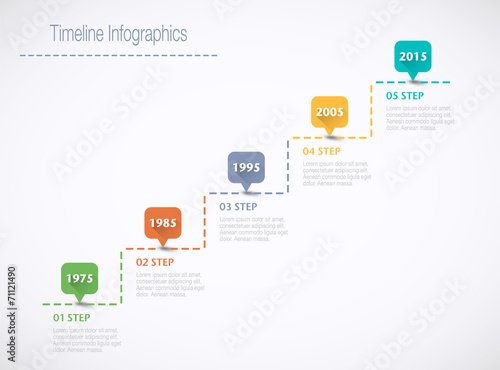 Timeline Infographic with pointers and text in retro style