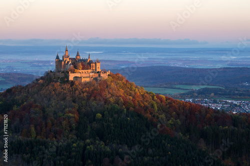 Castle Hohenzollern at Sunrise in autumn