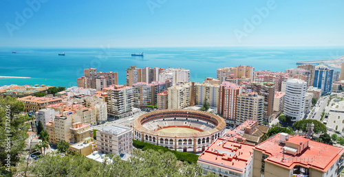 Scenic aerial view of Malaga city, Andalusia, Spain.