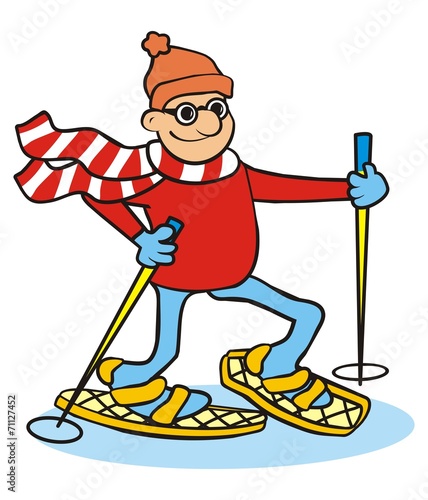 man and snowhoes
