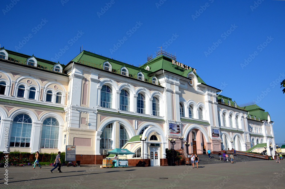 Train station in the city of Khabarovsk, Russia