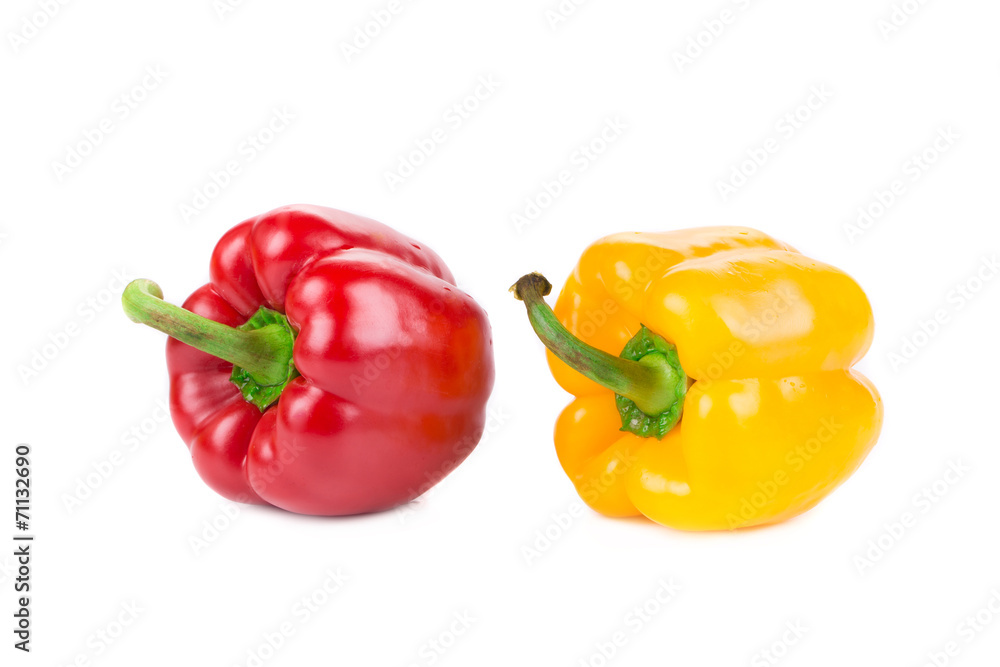 Sweet red and yellow peppers.