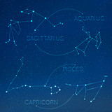 Zodiac constellation in skyline with many other stars