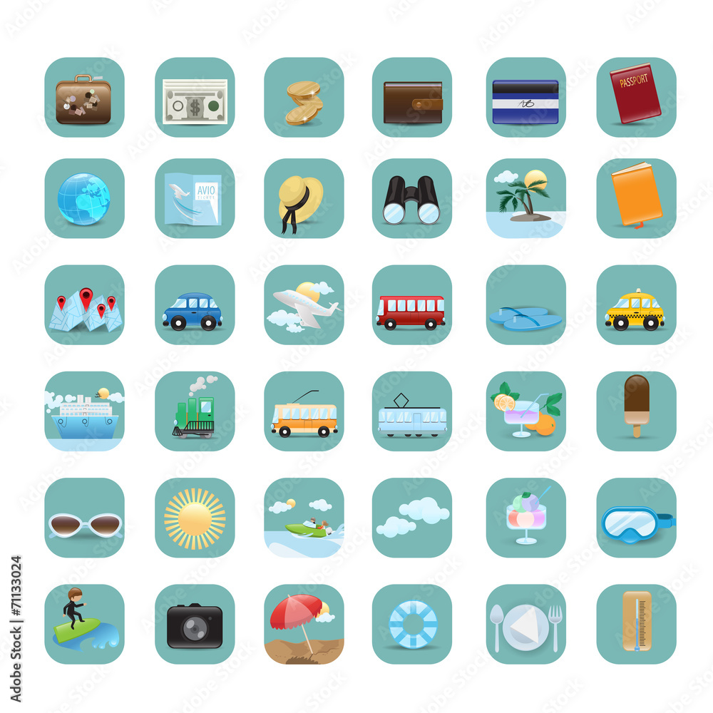 Travel Flat Icons Set - Isolated On White Background Travel Flat Icons Set - Isolated On White Background