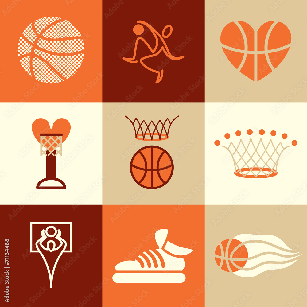 basketball icons vector set