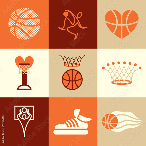 basketball icons vector set