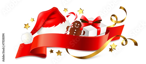 Signet mit Nikolaus-Mütze u. Geschenken - Weihnachten