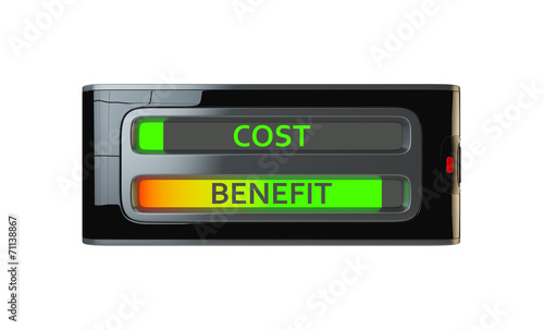 Cost-Benefit analyzer, futuristic device isolated