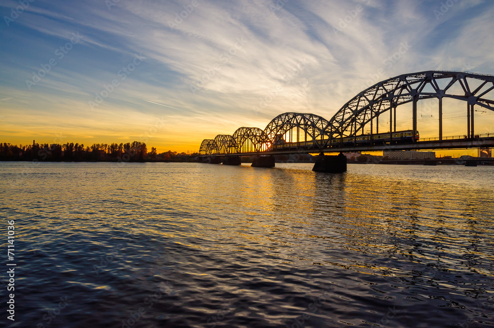Fototapeta premium Railroad Bridge in Riga