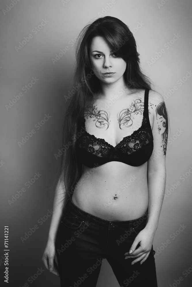 Beautiful brunette in the studio Beautiful brunette in the studio
