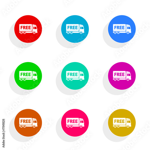 free delivery flat icon vector set