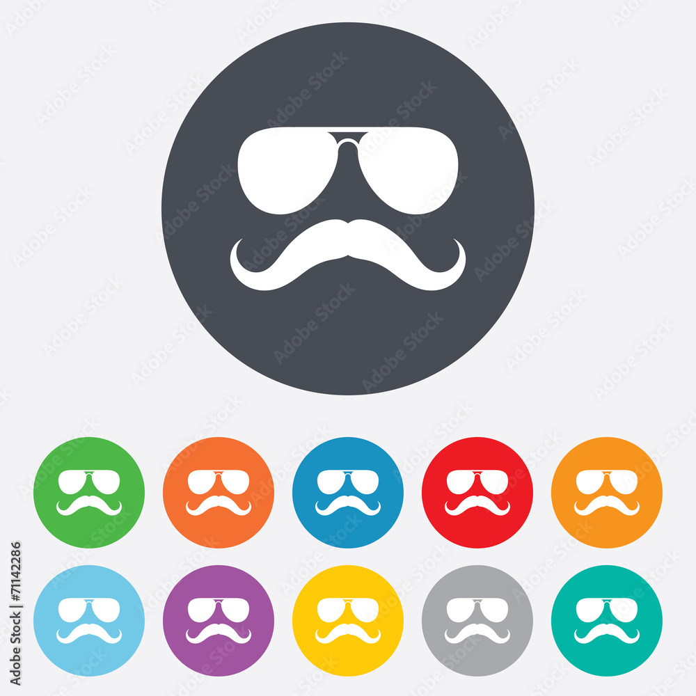Mustache and Glasses sign icon. Hipster symbol. Mustache and Glasses sign icon. Hipster symbol.