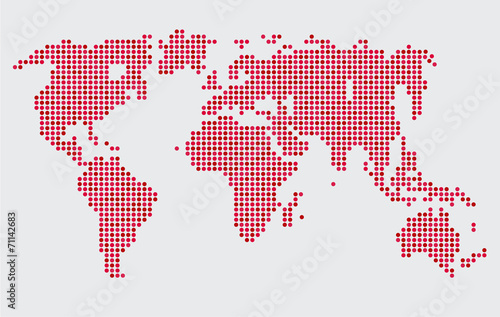 Abstract computer graphic world map round dots.