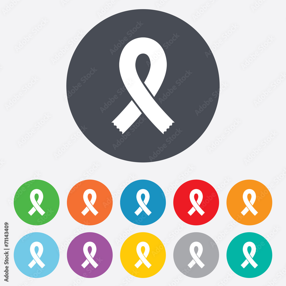 Ribbon sign icon. Breast cancer awareness symbol Ribbon sign icon. Breast cancer awareness symbol