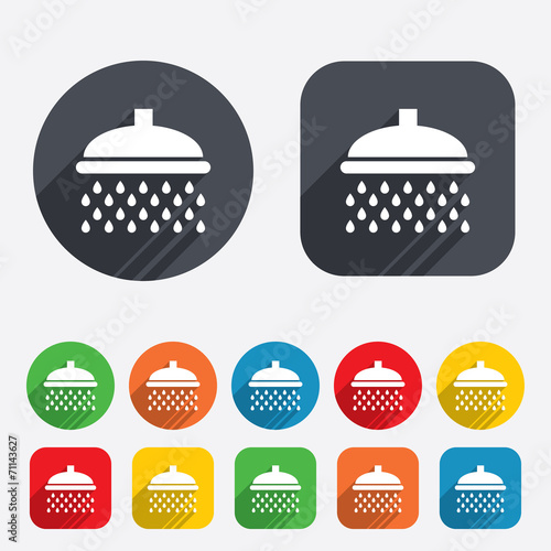 Shower sign icon. Douche with water drops symbol