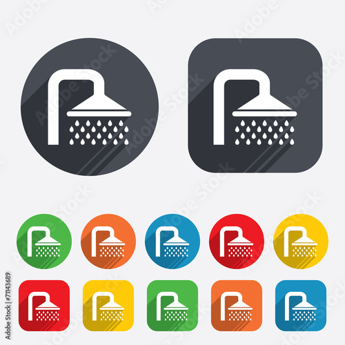 Shower sign icon. Douche with water drops symbol