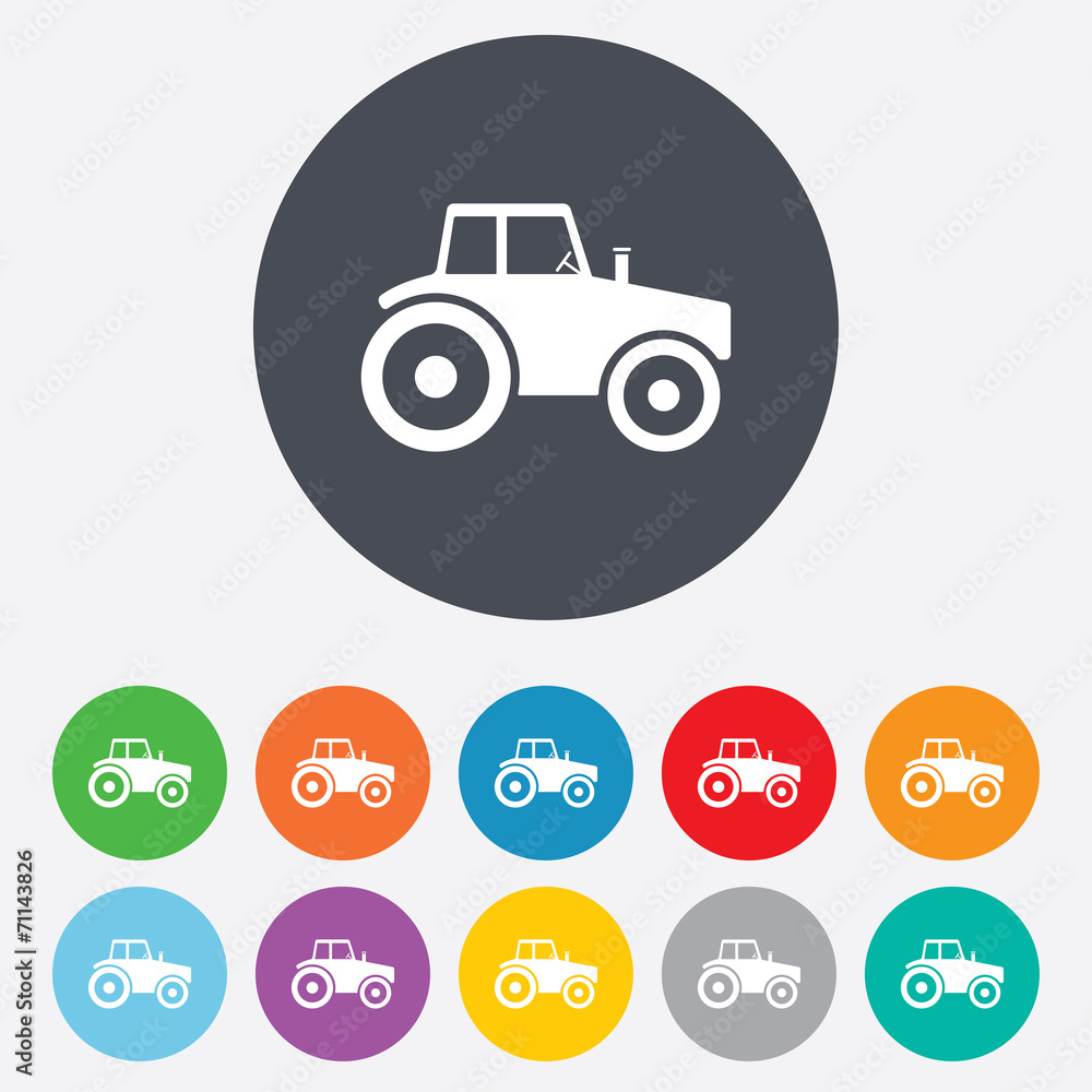 Tractor sign icon. Agricultural industry symbol. Tractor sign icon. Agricultural industry symbol.