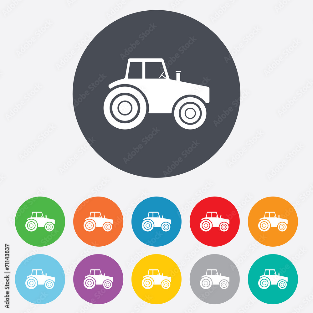 Tractor sign icon. Agricultural industry symbol. Tractor sign icon. Agricultural industry symbol.